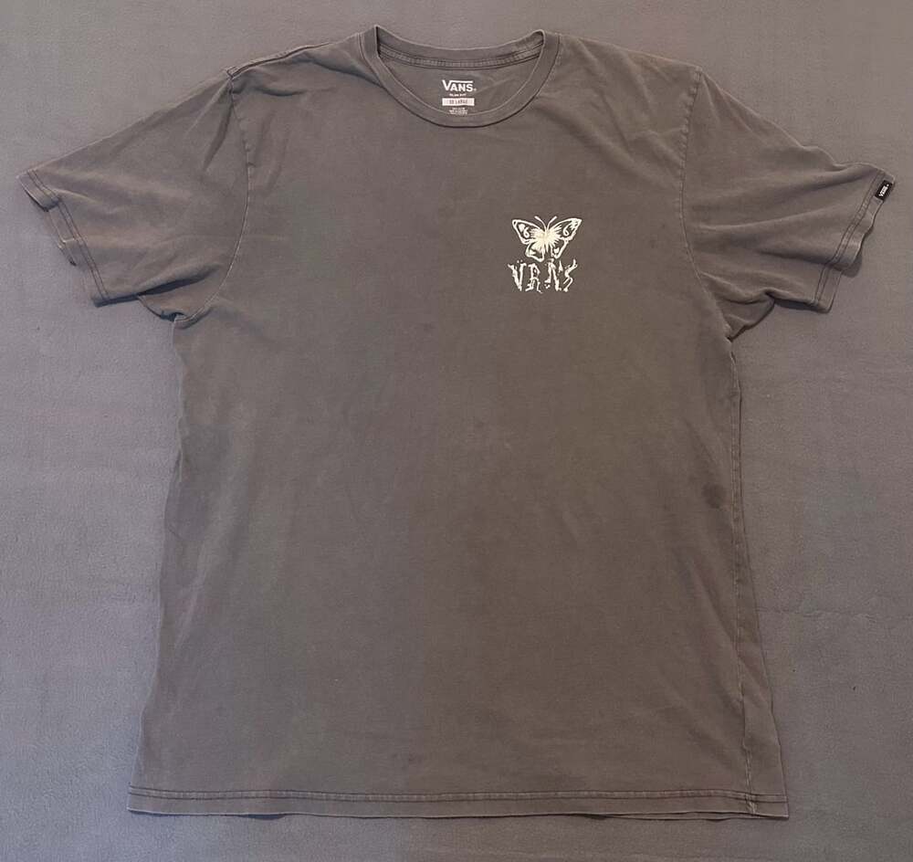 Vans Graphic T-Shirt XX-Large Gray Butterfly Off The Wall Slim Fit